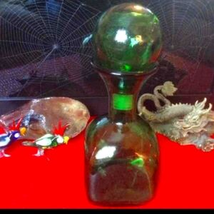 Green Glass Decanter Collectable